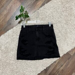 Hollister Size 25 Washed Out Black Distressed High Rise Denim Mini Skirt